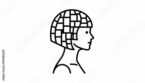 Stylized Woman Profile with Geometric Bob Hairstyle Icon