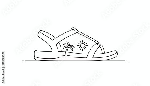 Summer Sandal with Tropical Island Scene Inside