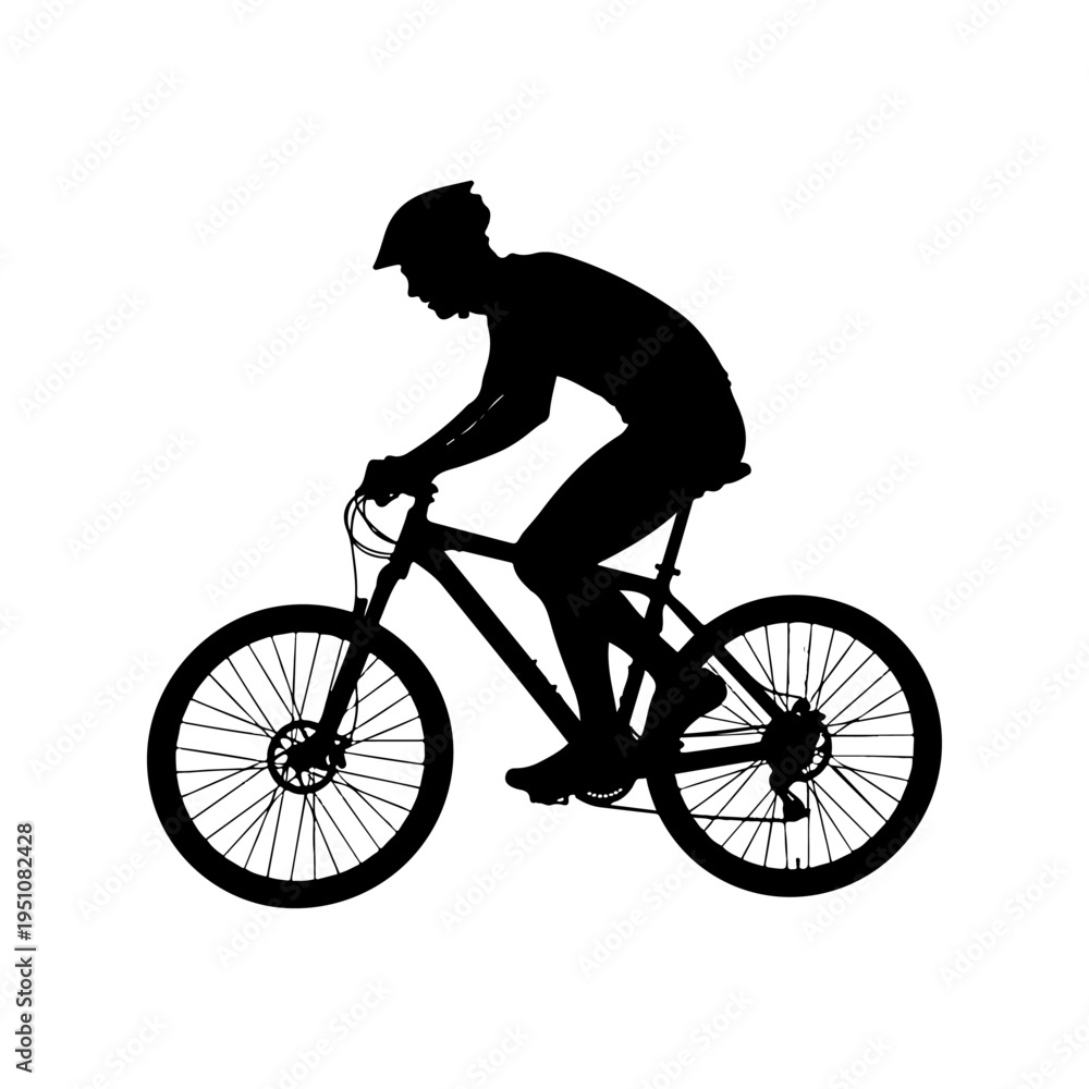 Fototapeta premium Cyclist silhouette isolated on white background.