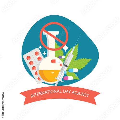 Anti Drug Campaign Illustration for International Day Against Drug Abuse and Illicit Trafficking
