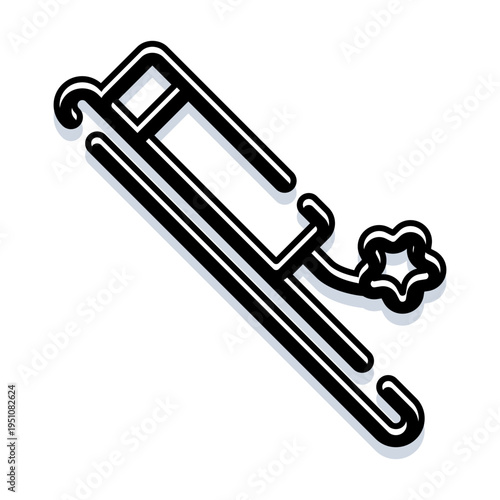 Handcuffs icon with clean outline and subtle shadow, flat vector depiction of police restraint and security concepts for legal, crime, law enforcement and safety applications