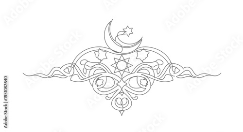 Crescent Moon Star Islamic Symbol.