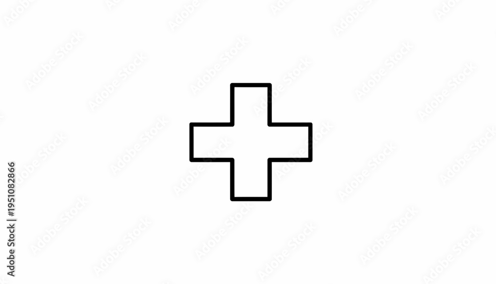 Obraz premium Simple Plus Sign Icon, Geometric Shape, Medical Symbol, Add Button, Basic Design Element