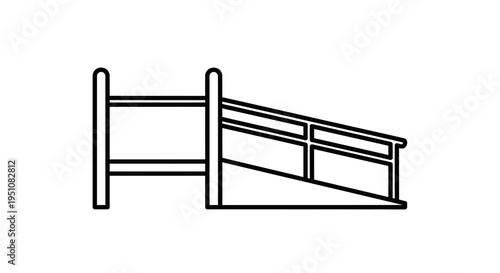 Simple outline drawing of a wooden ramp with railings for playground or accessibility