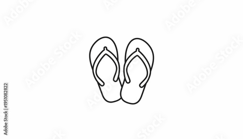 Simple Outline Drawing of Flip Flops on White Background