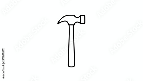 Simple Outline Icon of a Hammer on a White Background
