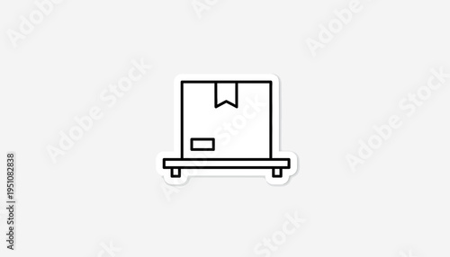 Simple Outline Icon of a Cardboard Box on a Shelf