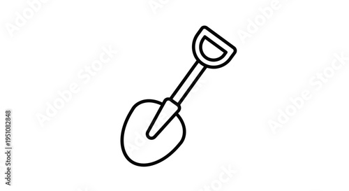 Simple Outline Icon of a Garden Shovel, Tool for Digging and Gardening
