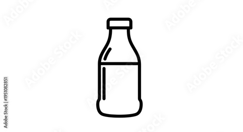 Simple Outline Icon of a Milk Bottle, Minimalist Vector Graphic