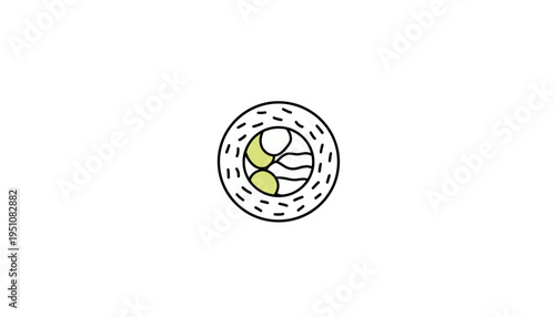 Simple Sushi Roll Icon, Japanese Food, Minimalist Design