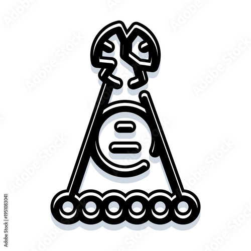 Party hat icon featuring a festive design with a patterned rim and elaborate top, perfect for celebrating birthdays, anniversaries, and special occasions