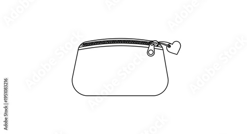 Simple Line Drawing of a Cosmetic Bag with Heart Charm