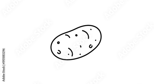Simple Line Drawing of a Potato on a White Background