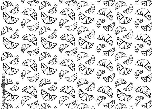 croissant illustration pattern with white background, food packaging, menu illustration hand drawn print ads, food business, bakeshop