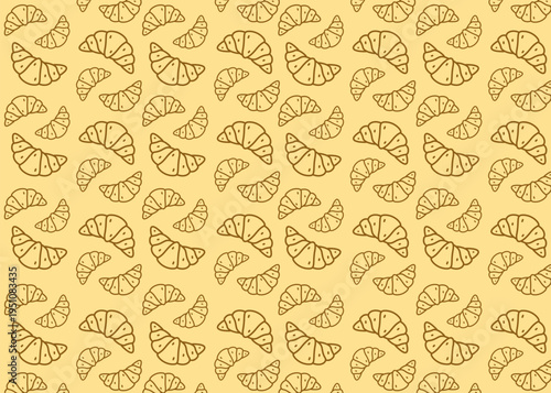 croissant illustration pattern with brown outline and cream background, food packaging, menu illustration hand drawn print ads, food business, bakeshop