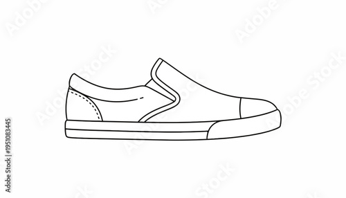 Simple Line Drawing of a Slip-On Sneaker Shoe
