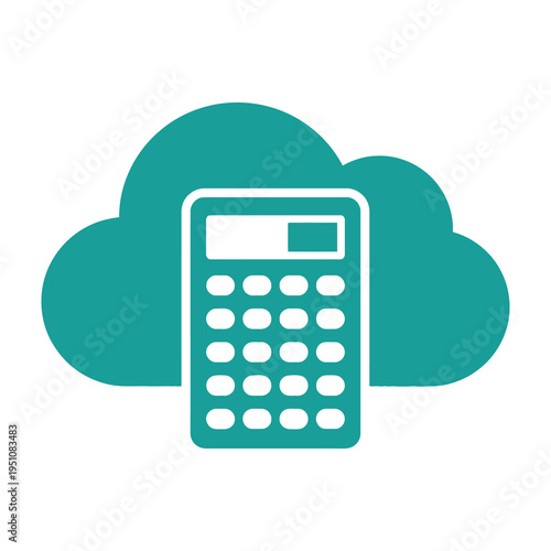 Teal calculator cloud icon