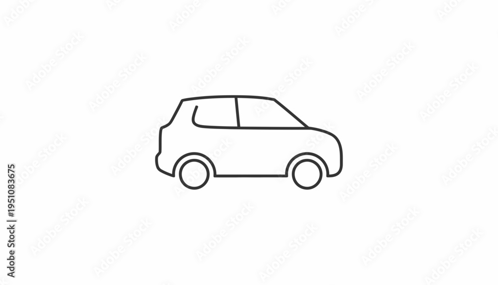 Fototapeta premium Simple Line Art Icon of a Modern Car, Minimalist Design, Vector Graphic