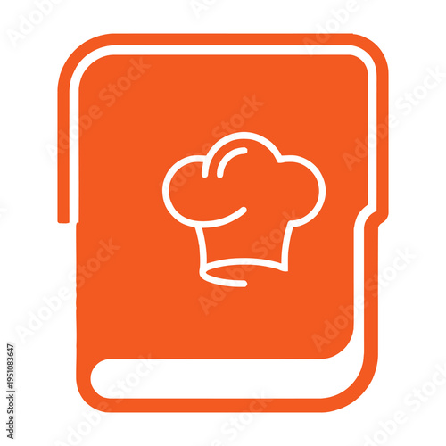 Chef hat icon on orange book symbol