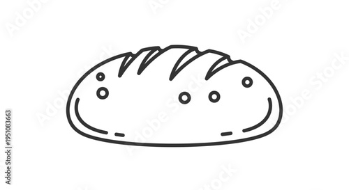 Simple Line Art Icon of a Loaf of Bread, Bakery Food Symbol