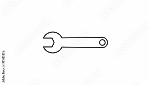 Simple Line Art Icon of a Wrench, Tool for Repair and Maintenance