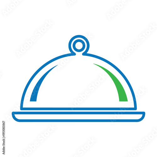 Cloche dome serving dish icon blue green