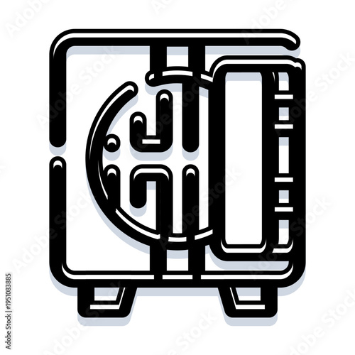 Safe deposit box icon featuring a sturdy door and combination lock, symbolizing security, protection, and financial storage for important documents and valuables