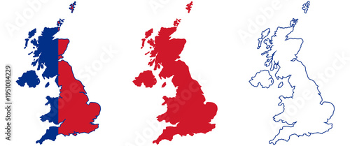 Uk political map with england, scotland, wales, and northern ireland colored