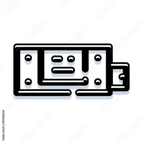 Clothing accessory belt buckle flat line icon illustration, symbolizing fashion, style, waist accessories, and secure fastening in a simple, minimalist graphic design