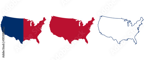 Map of the united states in red and blue colors