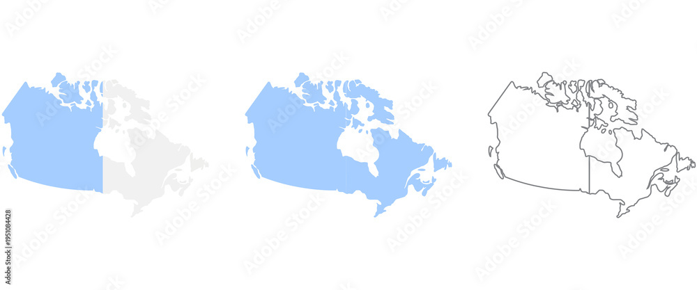 Fototapeta premium Vector maps of canada in different styles and colors