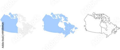 Vector maps of canada in different styles and colors