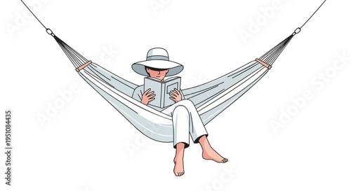 Vector illustration of a woman relaxing in a hammock