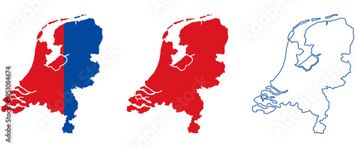 Netherlands map with flag colors