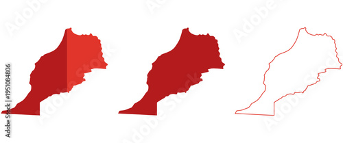Morocco map in red shades and outline