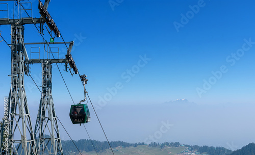 World famous Gulmarg Godala which is a ropeaway taking tourist to the upper reaches of Apherwat Peak in the Pir Panjal mountain range of Himalayan state of Kashmir.