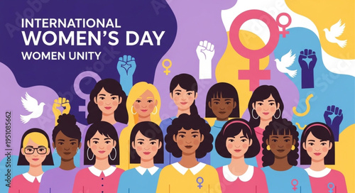 International Womens Day Diverse Group Unity Celebration.