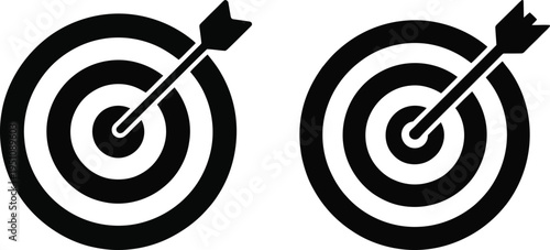 Two black and white targets with arrows hitting bullseye symbolizing accuracy and success