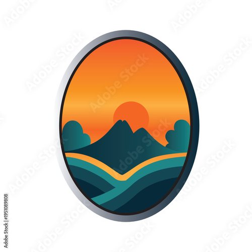 Make a Professional Mountain Landscape Logo Vector