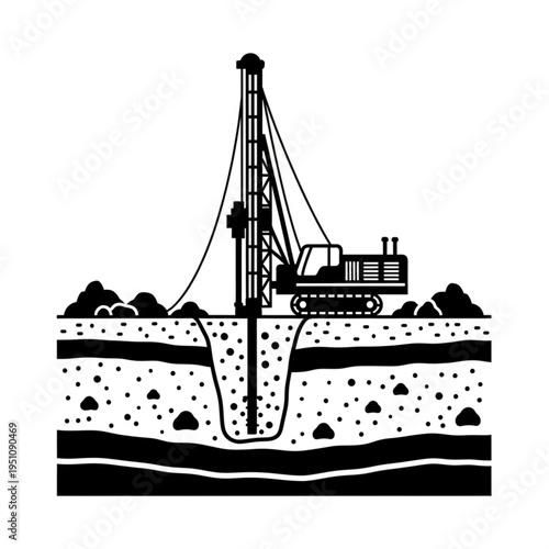 Drilling Rig Illustration - Extracting Resources from the Earth.