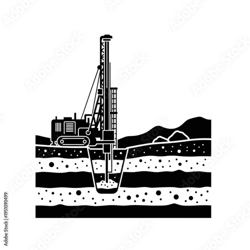 Drilling Rig Machine Extracting Subsurface Samples for Geological Survey.