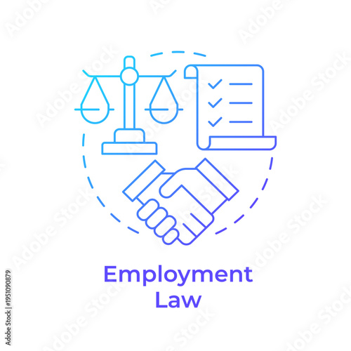 Employment law blue gradient concept icon. Workplace safety, equal pay. Labor standards. Round shape line illustration. Abstract idea. Graphic design. Easy to use in presentation, article