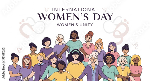 International Womens Day Celebration Diverse Group of Women Standing Together.