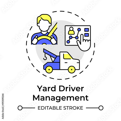 Yard driver management multi color concept icon. Coordinating shunters. Key component of YMS. Round shape line illustration. Abstract idea. Graphic design. Easy to use in promotional material