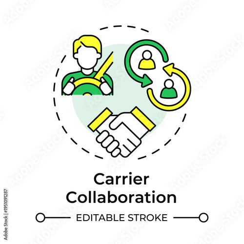 Carrier collaboration multi color concept icon. Distribution. Benefit of yard management system. Round shape line illustration. Abstract idea. Graphic design. Easy to use in promotional material