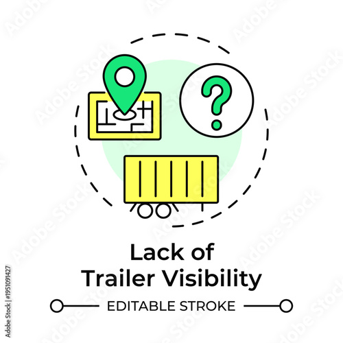 Lack of trailer visibility multi color concept icon. No tracking. Common yard management challenge. Round shape line illustration. Abstract idea. Graphic design. Easy to use in promotional material