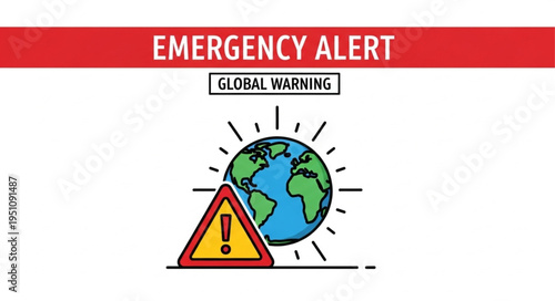 Global Warning Emergency Alert Earth Icon.
