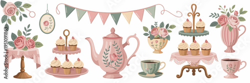 Sophisticated garden party icons – Suitable for floral events.