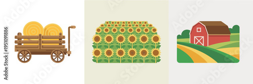 Spring agritourism farm tour icons – Ideal for rural marketing.