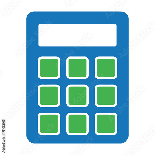 Blue calculator icon with green buttons